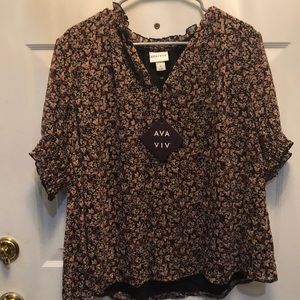 Ava and Viv Black short sleeve blouse